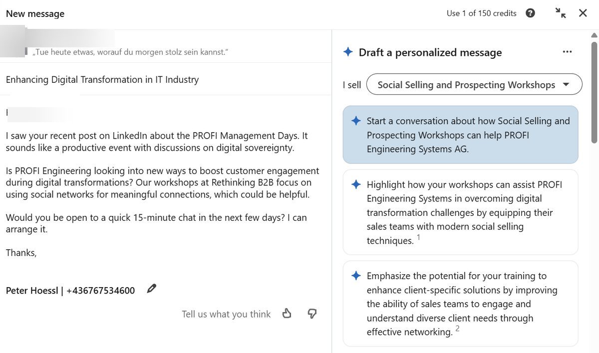 Sales Navigator KI-Nachrichtenassistent